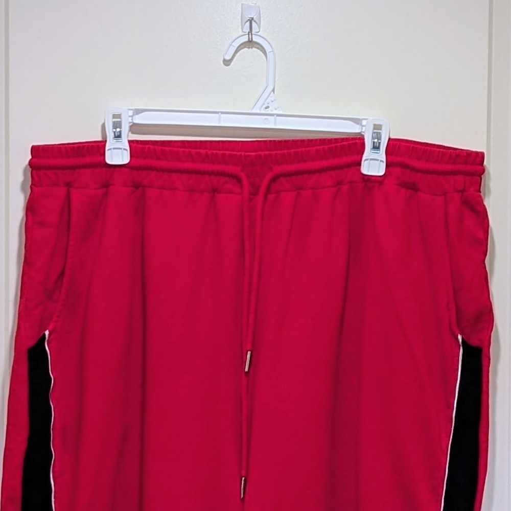 GUC SHEIN 3X Red Black and White Cotton Crop Top Co-ord Set Track Suit - Picture 6 of 7